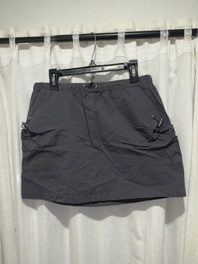 PacSun Charcoal Grey Cotton Cargo Mini Skirt with Bungee Pockets - Size S